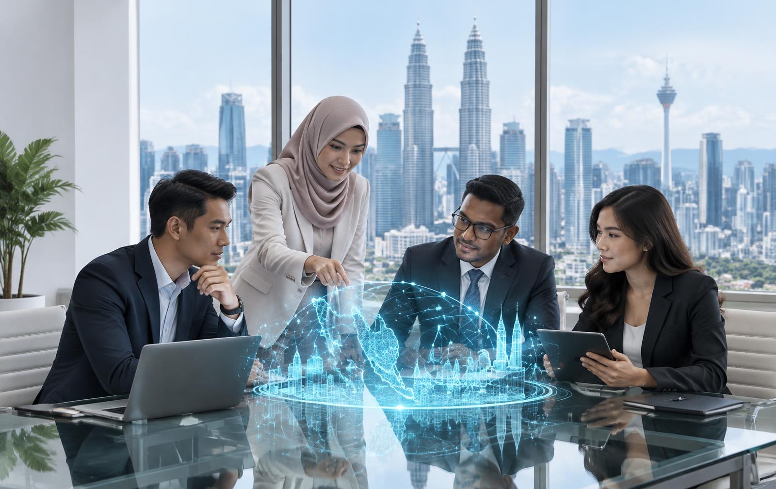 Catalyst AI team collaborating with an AI system in Kuala Lumpur